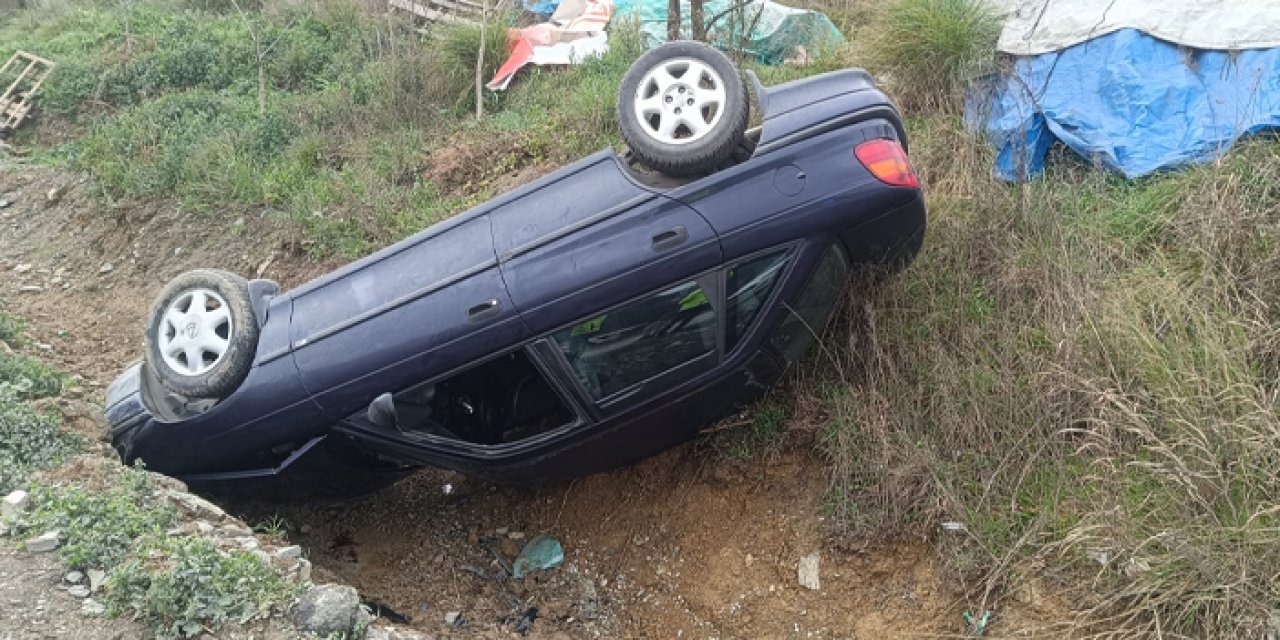 Samsun'da otomobil sulama kanalına devrildi: Sürücü yaralandı