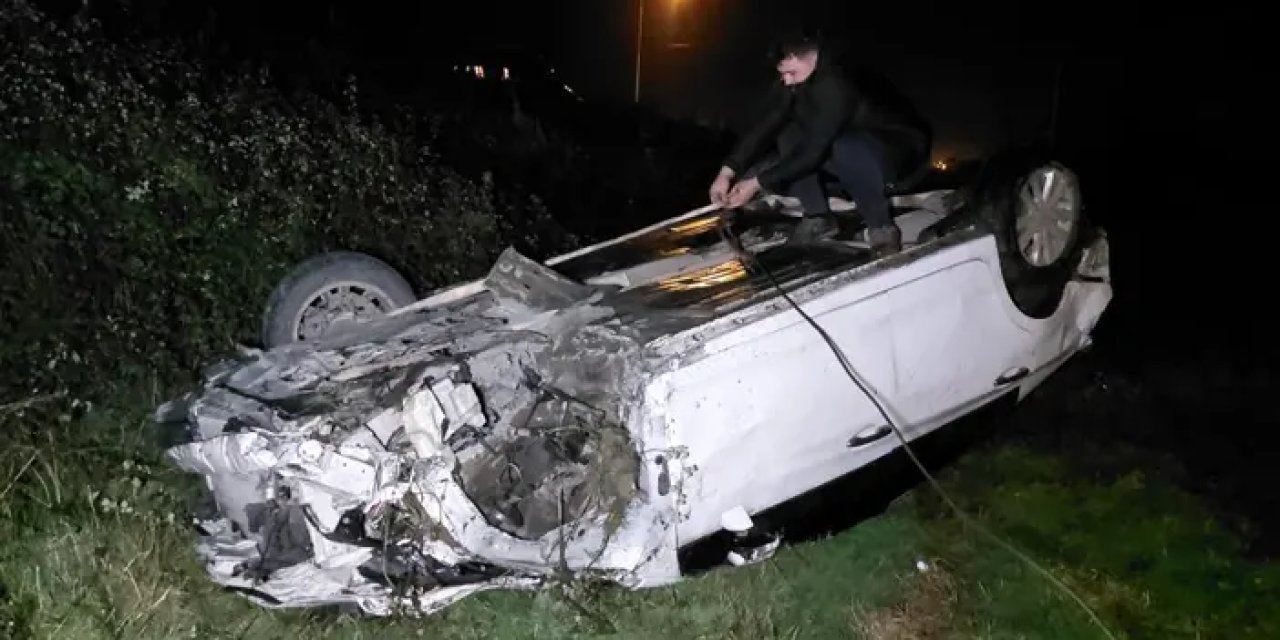 Samsun’da kontrolden çıktı takla attı! Yaralılar var