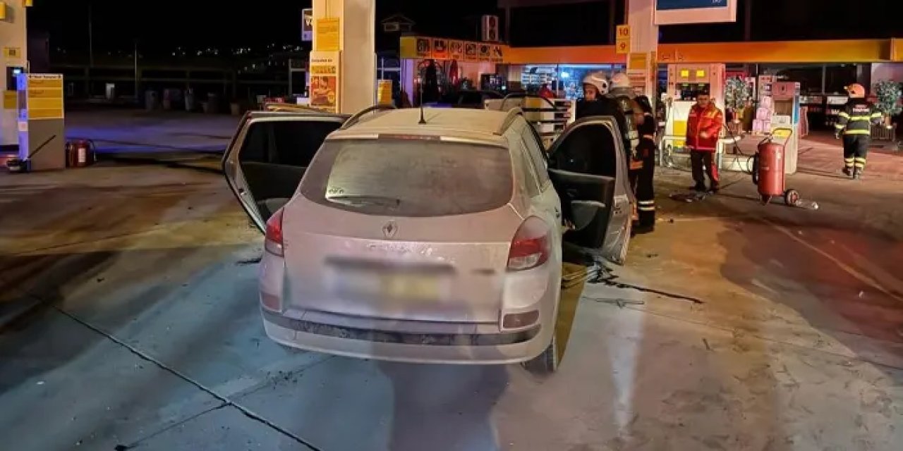 Ordu’da faciadan dönüldü! Akaryakıt istasyonuna daldı pompaya çarptı