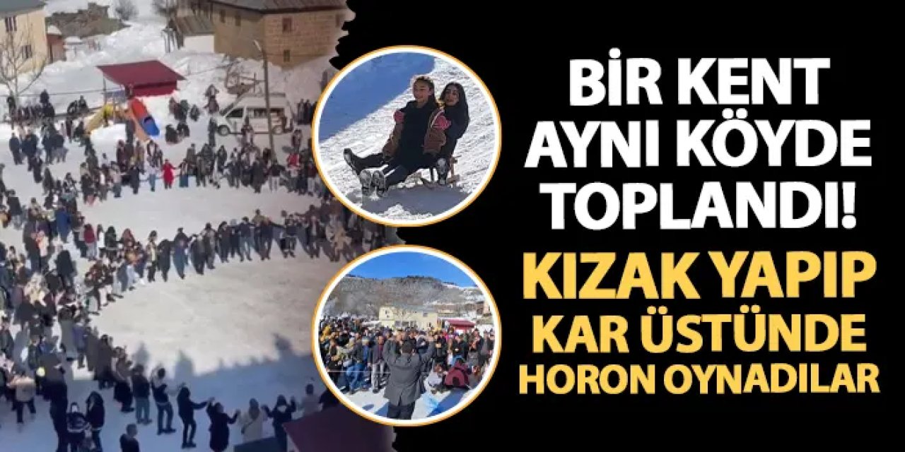 Artvin'de aynı köyde toplandılar! Kızak yaptılar, kar üstünde horon oynadılar