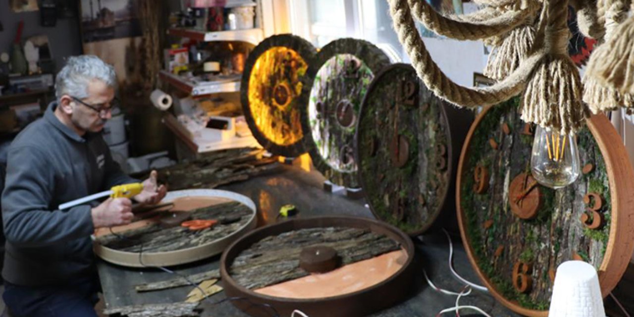 Rizeli ustanın ilginç sanatı! Strafordan ahşap ürünler üretiyor