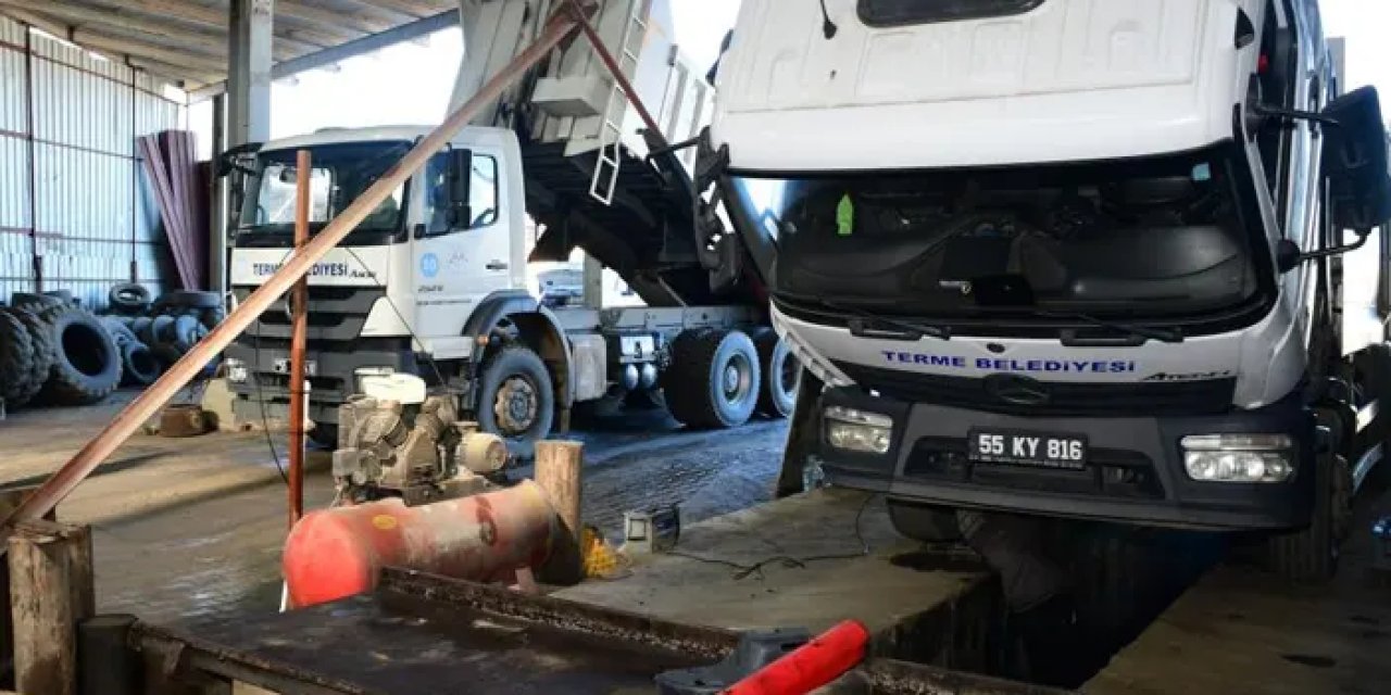 Samsun Terme Belediyesi araçlarını kendi atölyelerinde tamir ediyor