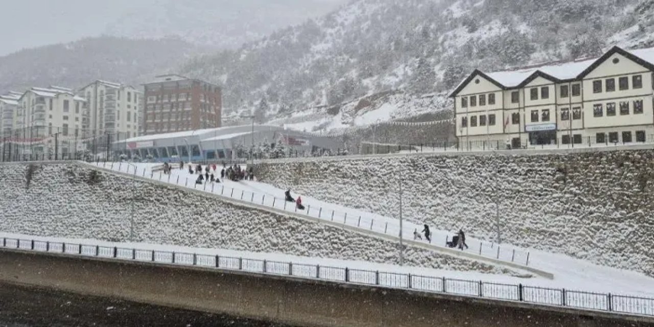 Gümüşhane’de karın keyfini çocuklar çıkardı