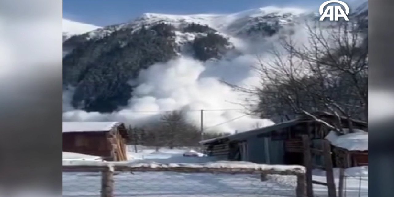 Artvin'de çığ düşmesi cep telefonuyla görüntülendi