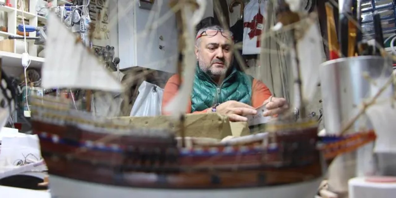 Trabzon’da 40 metrekarelik dükkanında ürettiği maket gemileri Amerika’ya gönderiyor!