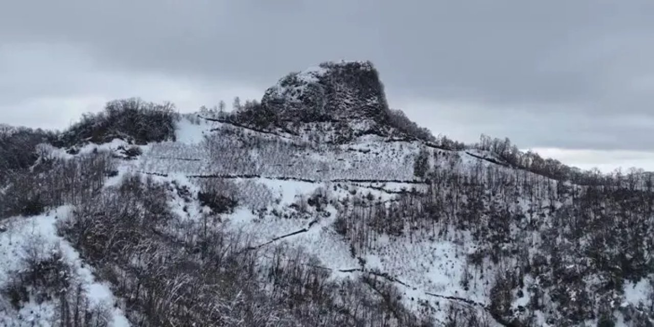 Giresun’da Karınca Kalesi’nin kış manzarası büyüledi!