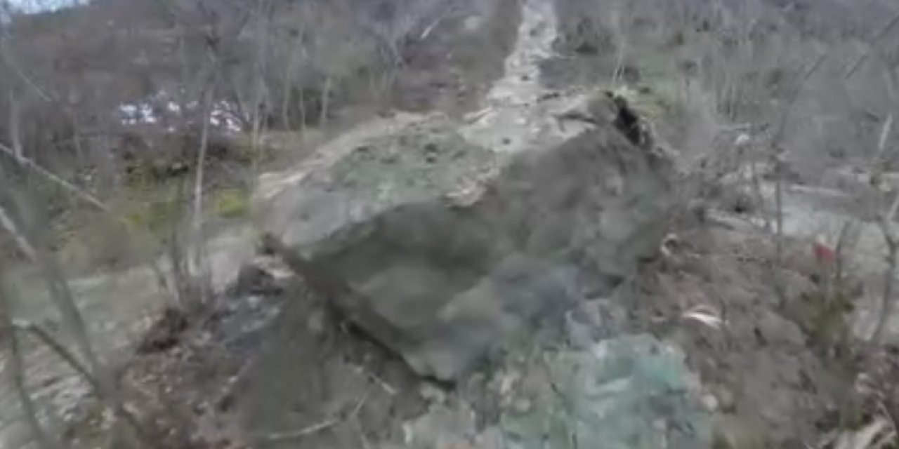 Giresun’da heyelan paniği! Dev kayalar evlerin yanından geçti