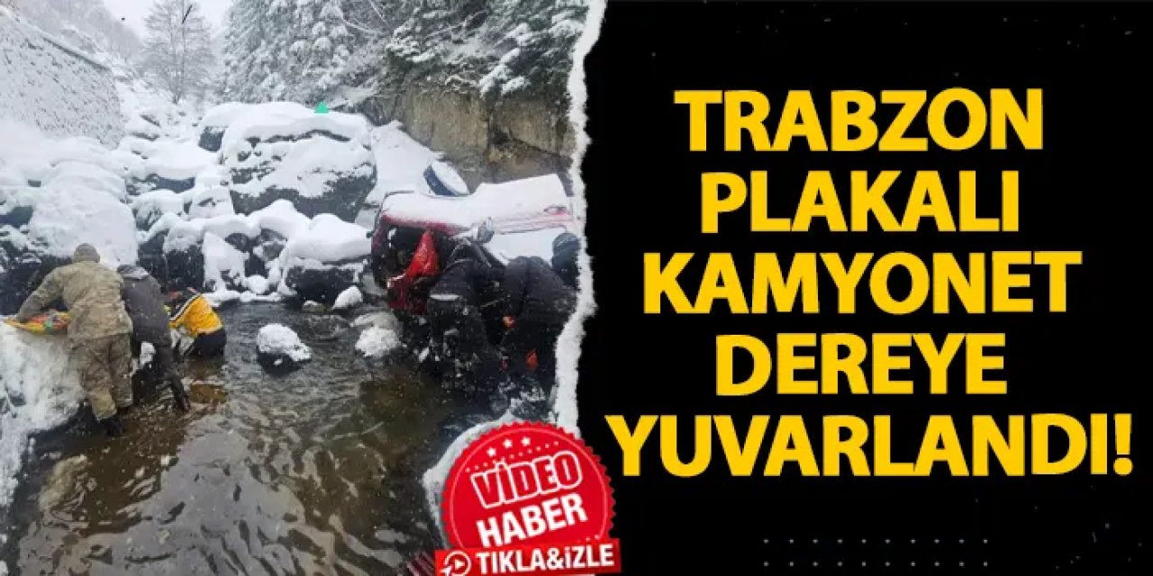Trabzon plakalı kamyonet dereye yuvarlandı!