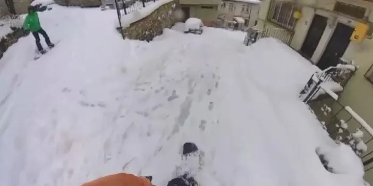 Ordu’nun sokaklarında snowboard eğlencesi!