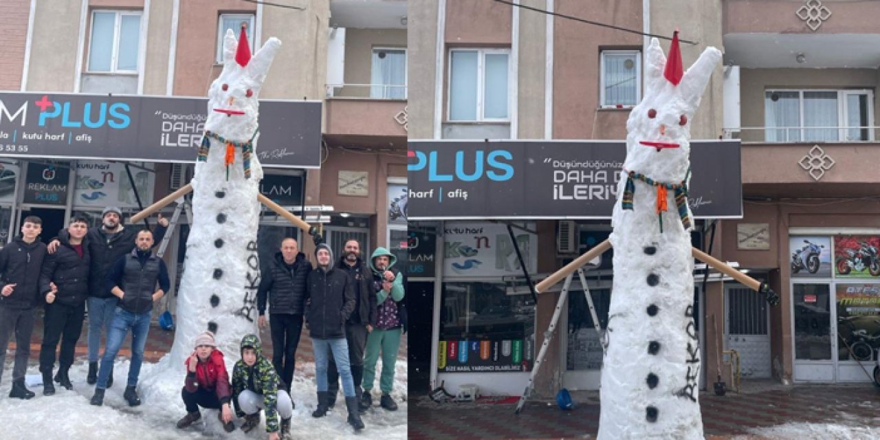 Samsun'da esnaftan 4,2 metrelik dev kardan adam