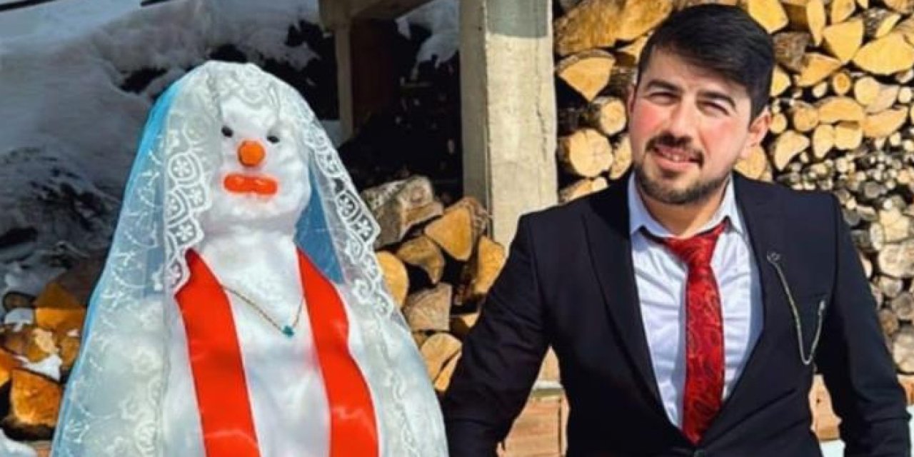 Giresun'da sıra dışı düğün! Kardan gelin yaptı