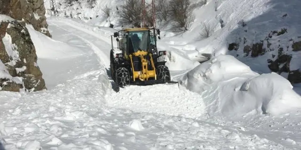 Gümüşhane’de çığ düşen köy yolu açıldı!