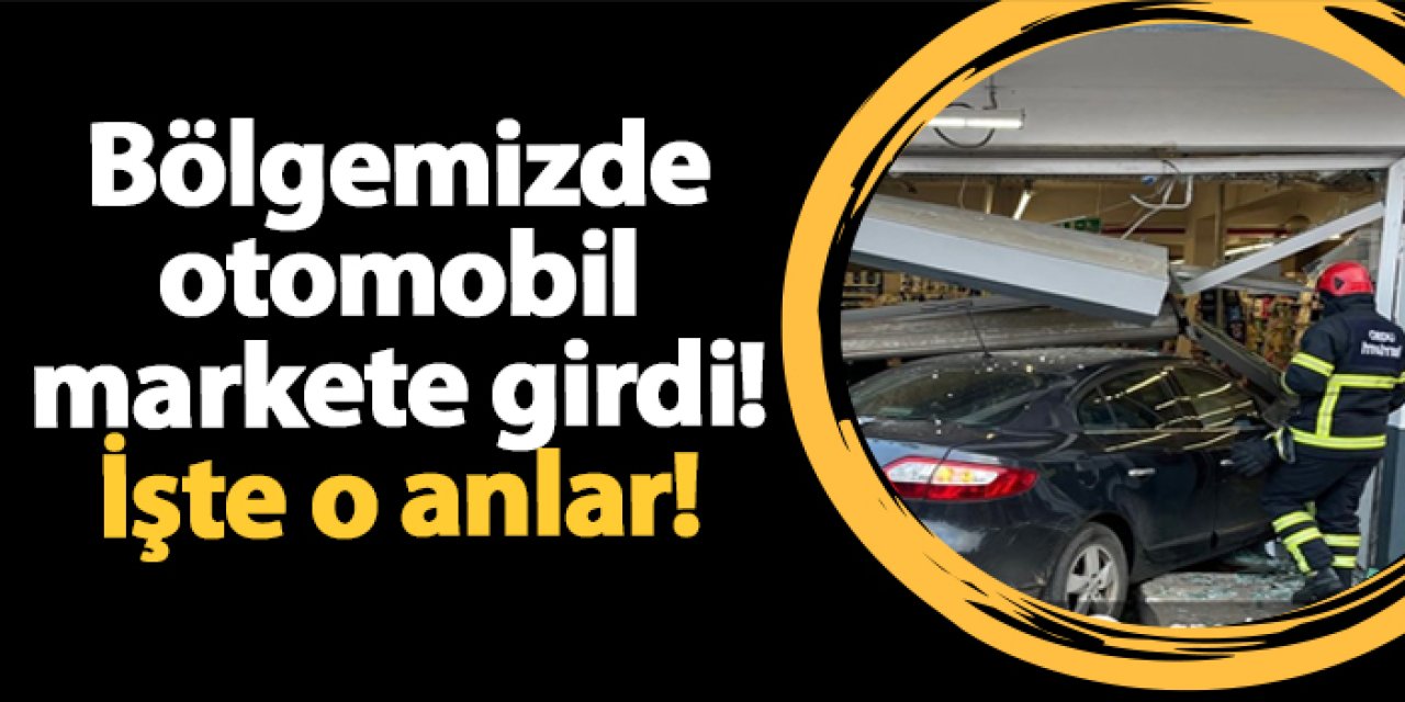 Ordu'da otomobil markete girdi! İşte o anlar