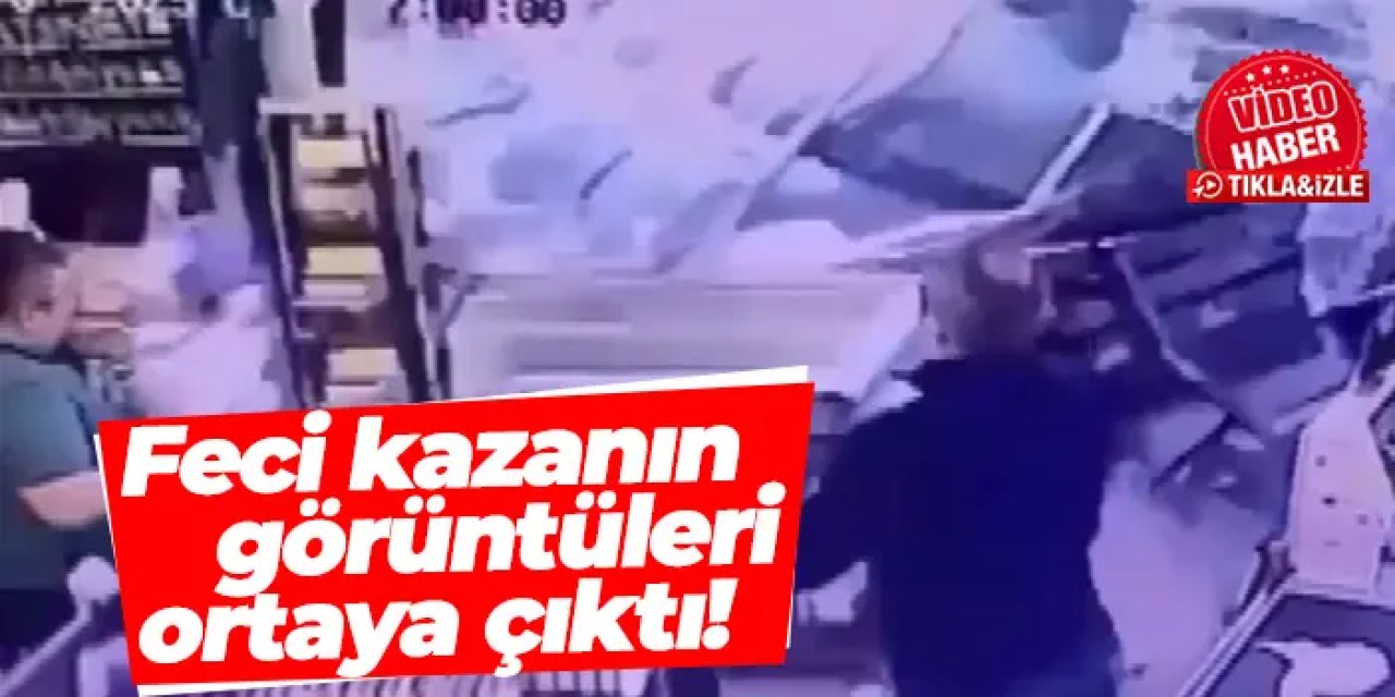 Ordu’da otomobilin markete daldığı an kamerada!