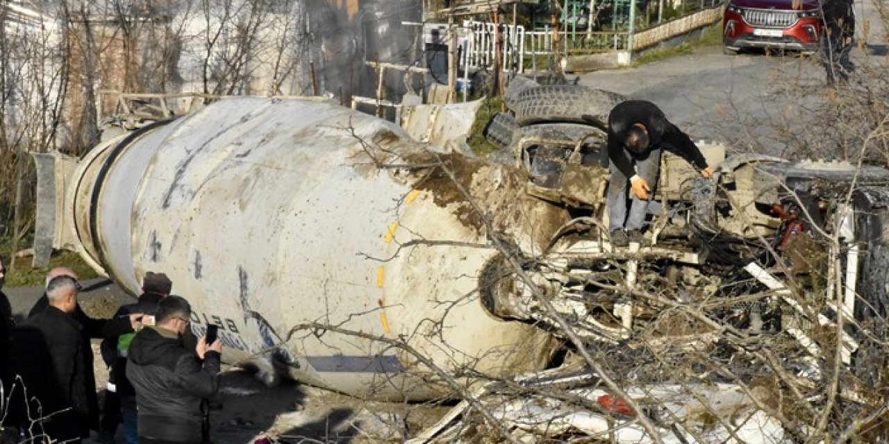 Ordu'da devrilen beton mikserinin sürücüsü ağır yaralandı