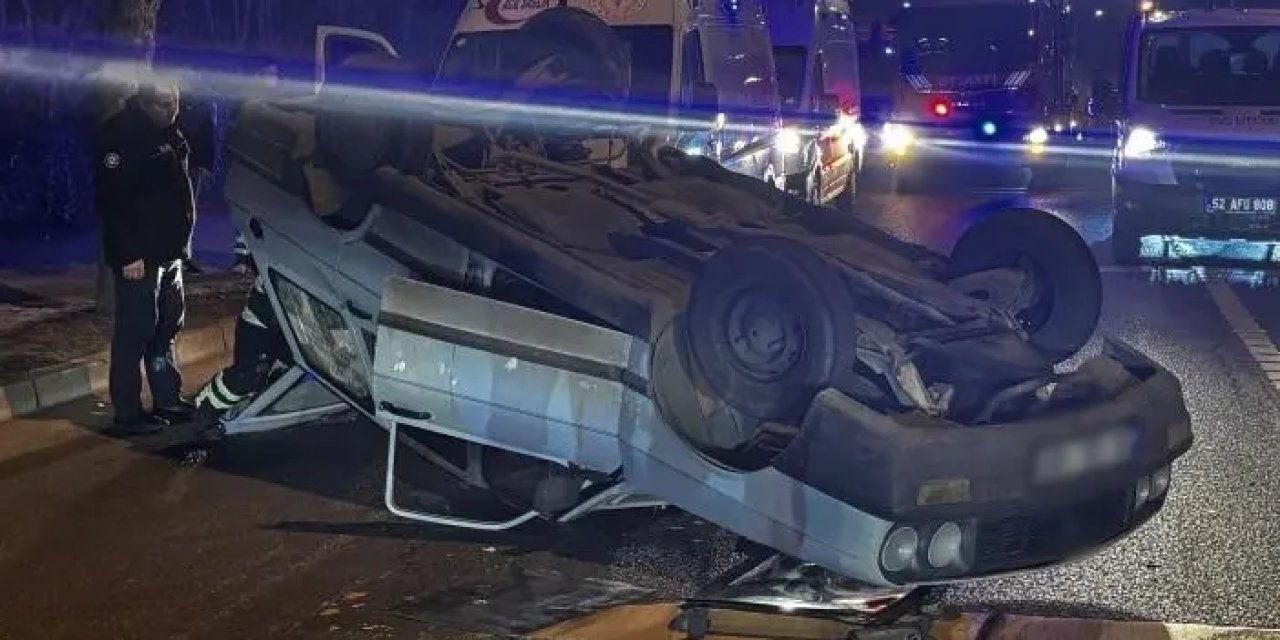 Ordu’da arızalanan otomobil takla attı! Sürücü yara almadan kurtuldu