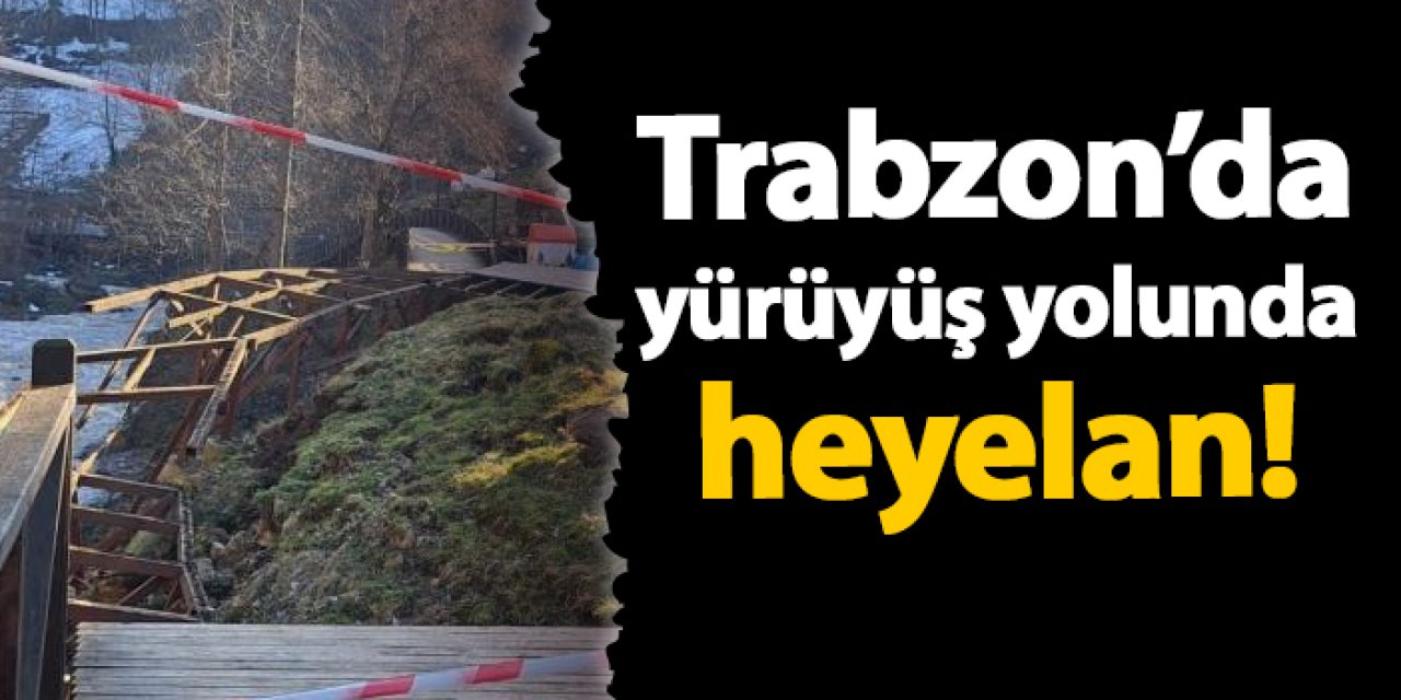 Trabzon'da heyelan! Yürüyüş yolu tahrip oldu
