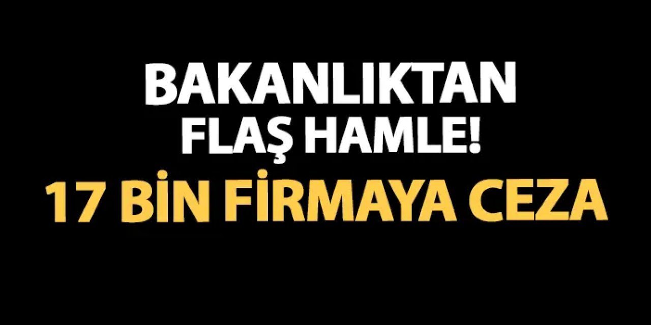 Bakanlıktan flaş hamle! 17 bin firmaya ceza