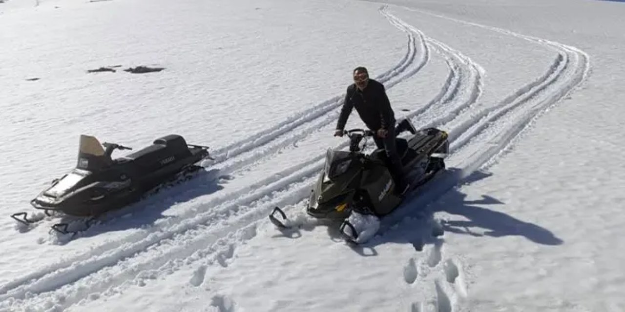 Trabzon'da kar motoru ile yayla turu yaptılar!