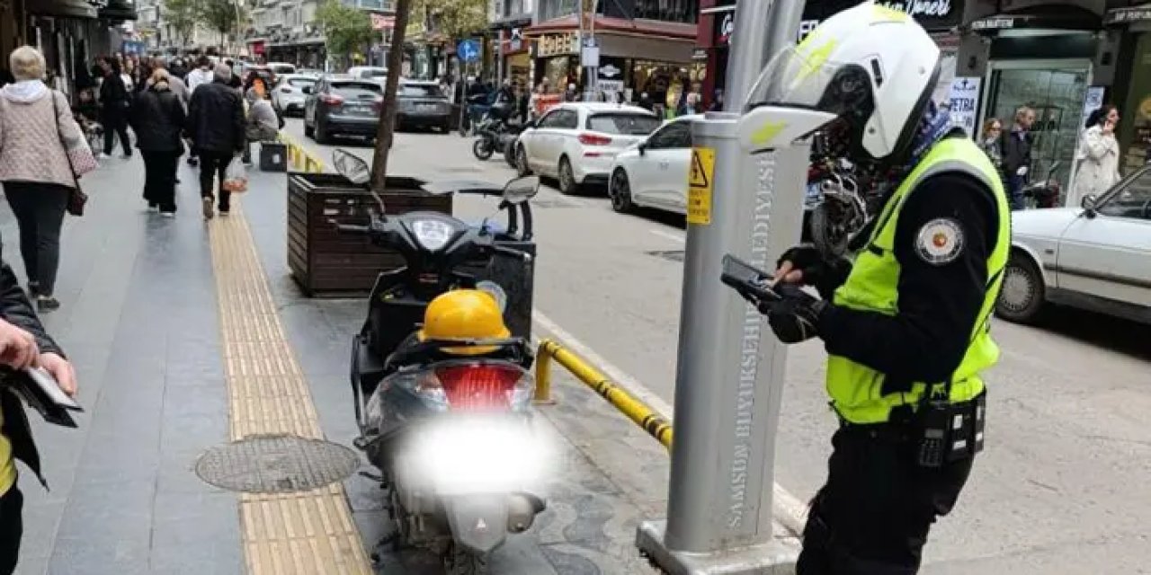 Samsun’da kaldırım işgaline geçit yok! 76 motosiklet sürücüsüne ceza