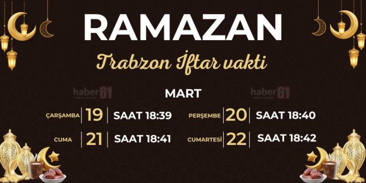 2025 Ramazan ayı 1 Mart’ta başlıyor, 29 Mart’ta sona eriyor:  Trabzon için iftar saatleri.