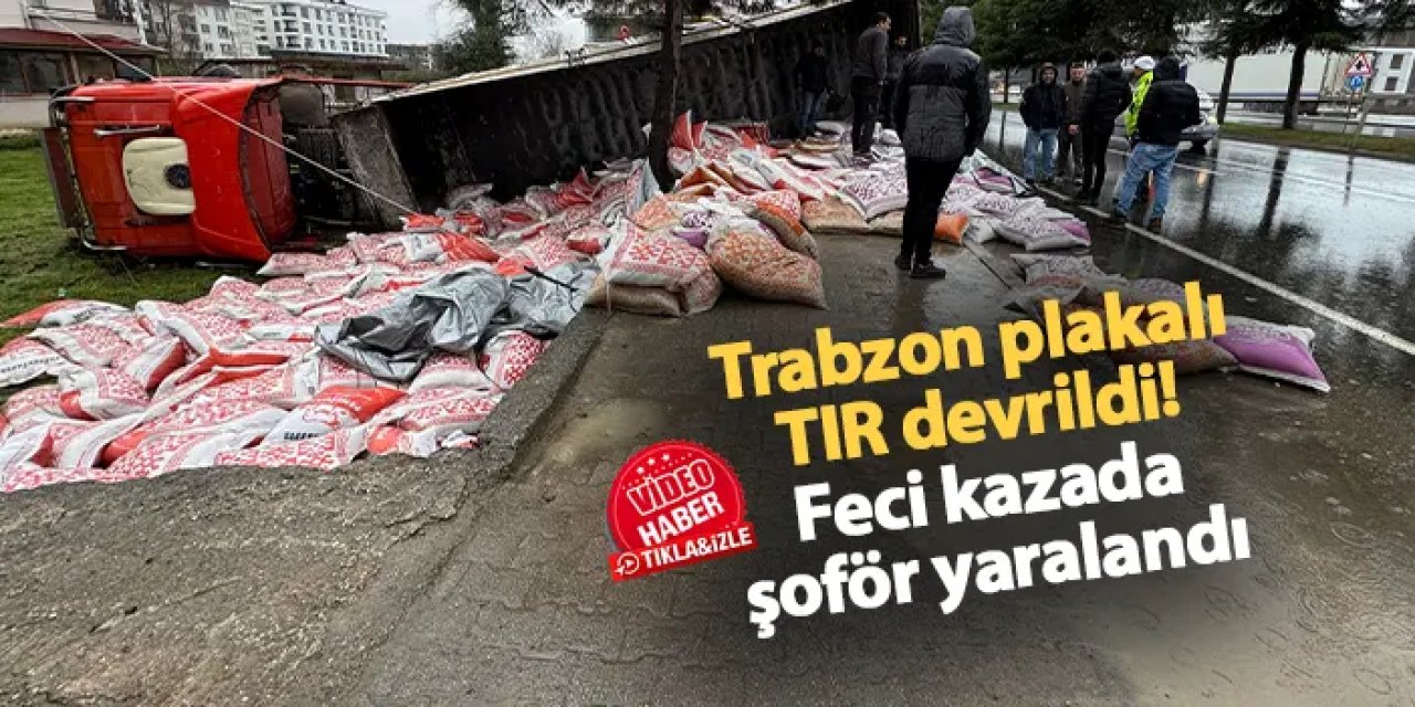 Ordu'da Trabzon plakalı TIR evin bahçesine devrildi! Şoför yaralandı