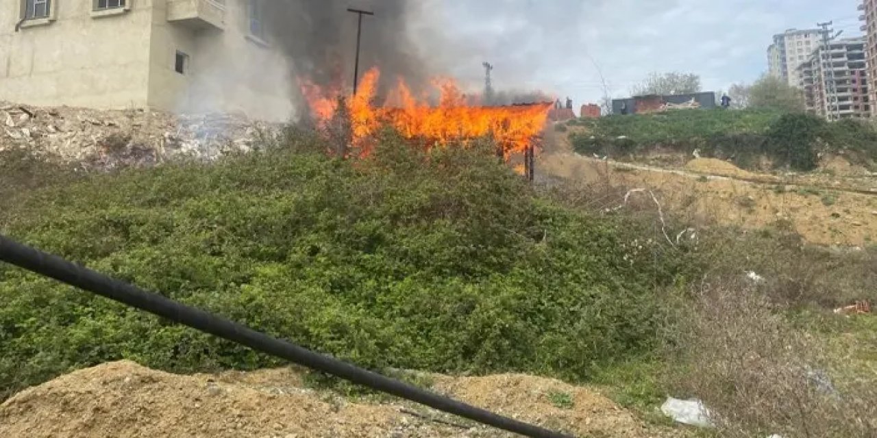 Samsun’da inşaata ait baraka kundaklandı