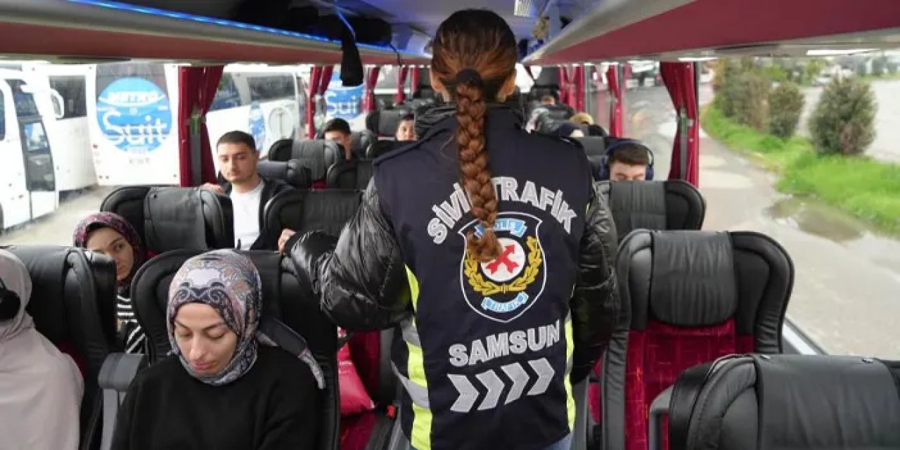 Samsun’da bayram dönüşü yolcu otobüslerine kemer denetimi!
