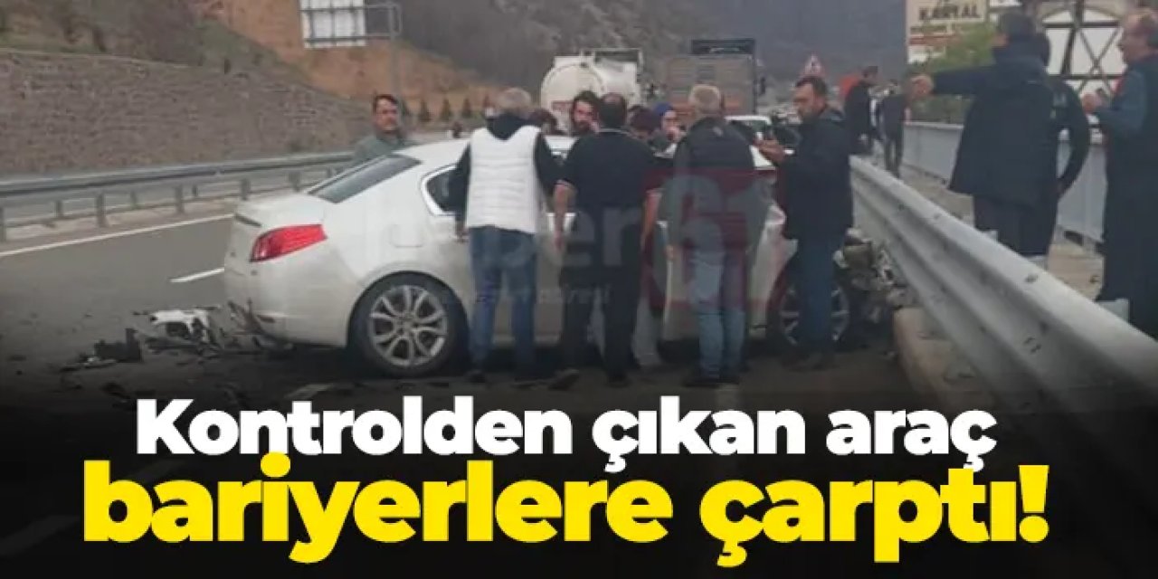 Gümüşhane'de kontrolden çıkan araç bariyerlere çarptı! 2 yaralı