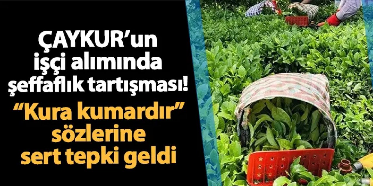 ÇAYKUR'un işçi alımında şeffaflık tartışması! CHP'li isimden "kura kumardır" sözlerine tepki
