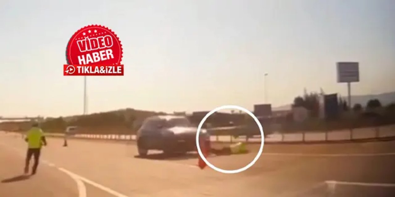 Trabzon plakalı araç Tekirdağ'da trafiği karıştırdı! Polis memuruna çarpıp kaçtı