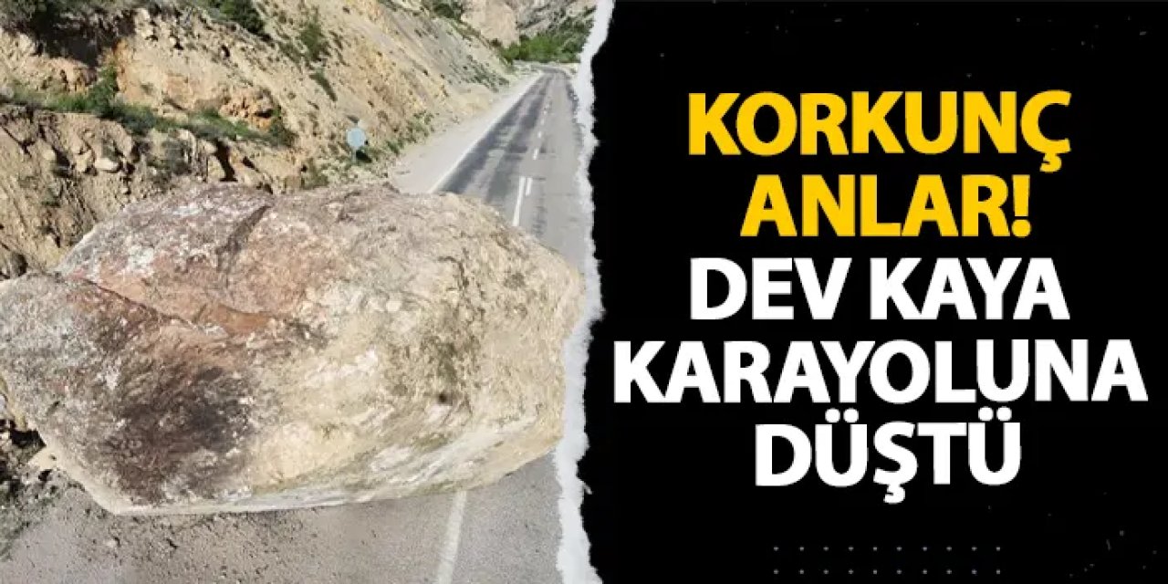Artvin’de korkunç anlar! Dev kaya karayoluna düştü