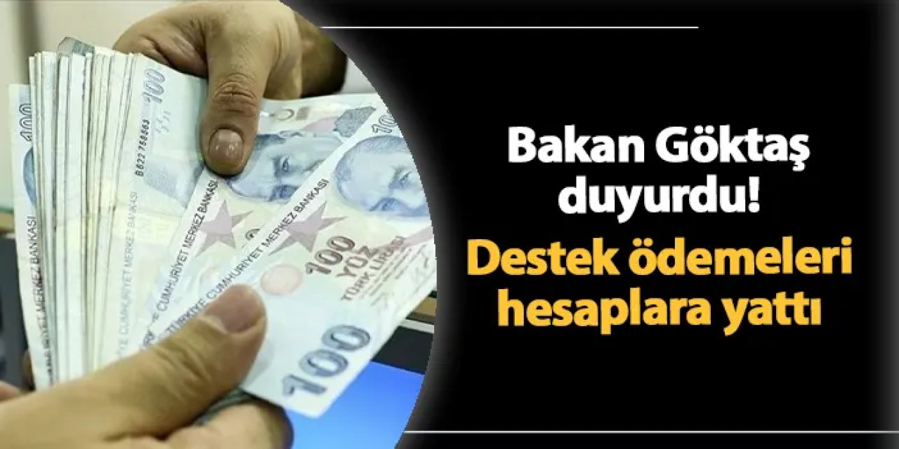 Bakan Göktaş duyurdu! Destek ödemeleri hesaplara yattı
