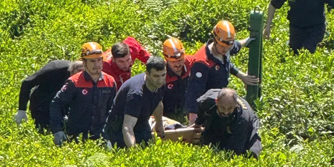 Rize'de talihsiz adam çay bahçesinde mahsur kaldı! Ekipler imdadına yetişti