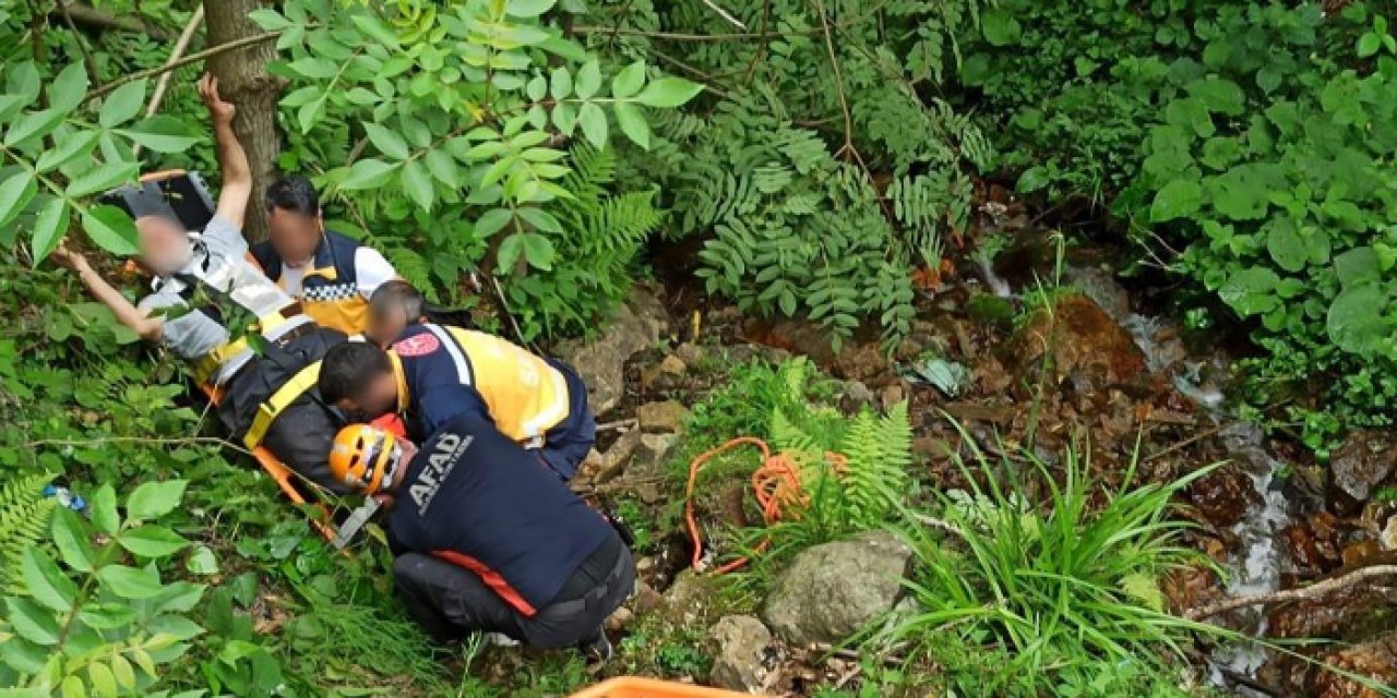 Rize’de arazide ağaç keserken yaralanan adamın imdadına koşuldu