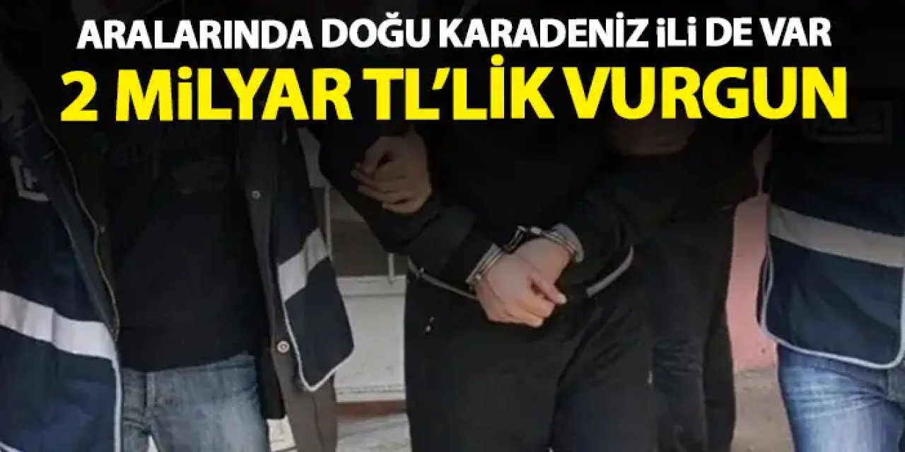 Aralarında Doğu karadeniz ili de var! 2 Milyar TL'ye yakın vurgun