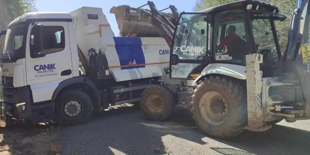 Samsun Canik’te kırsalda yol çalışmaları!
