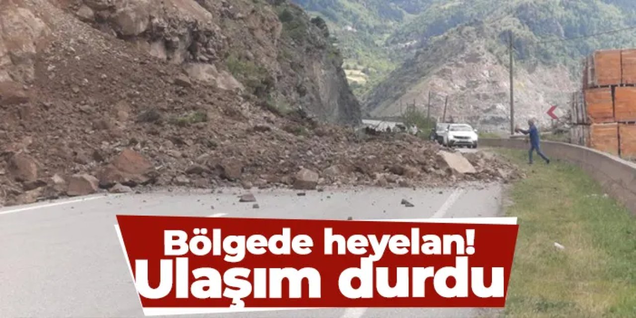 Gümüşhane'de heyelan! Yol ulaşıma kapandı