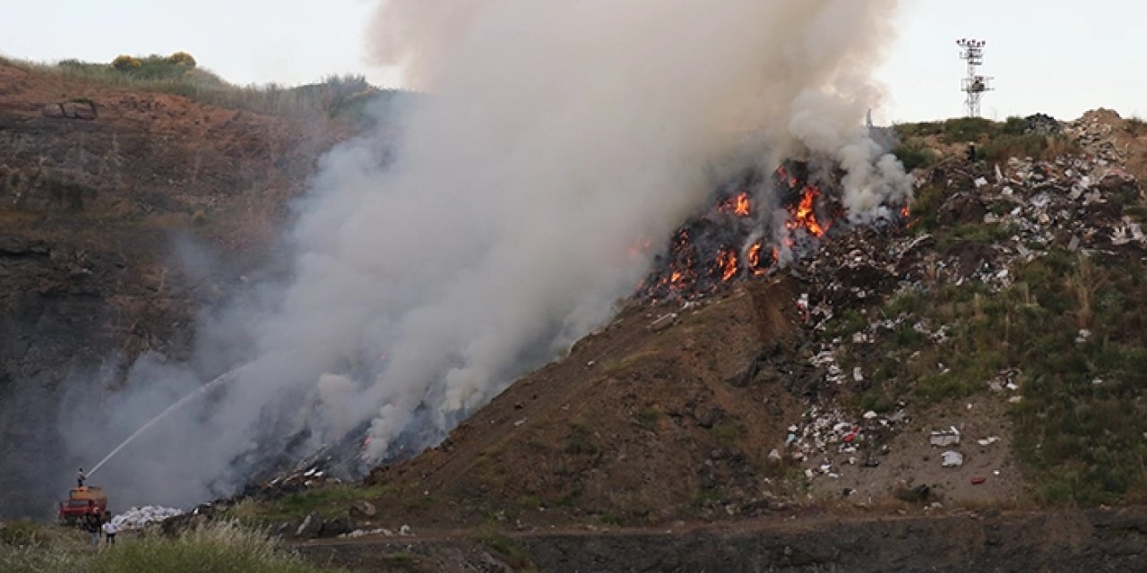 Samsun'da atıkların atıldığı arazide çıkan yangın kontrol altına alındı