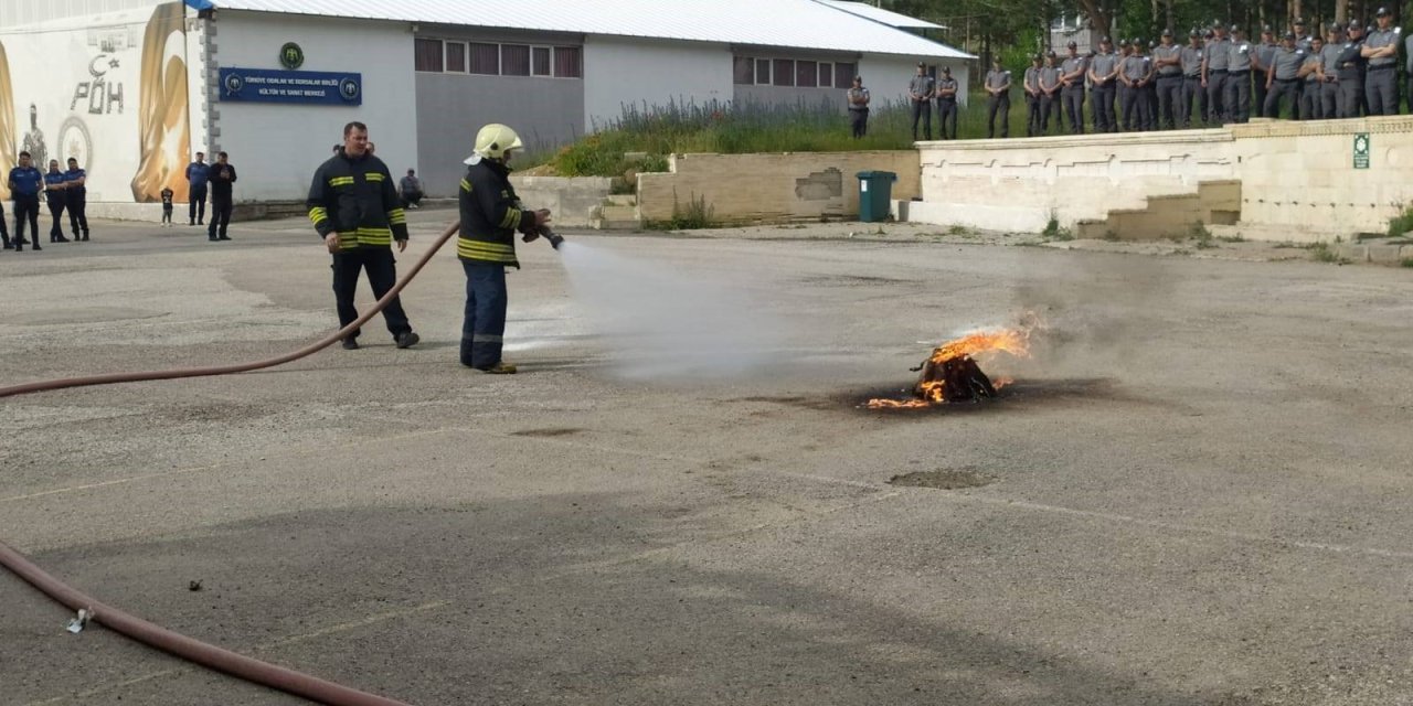 Bayburt POMEM'de yangın tatbikatı
