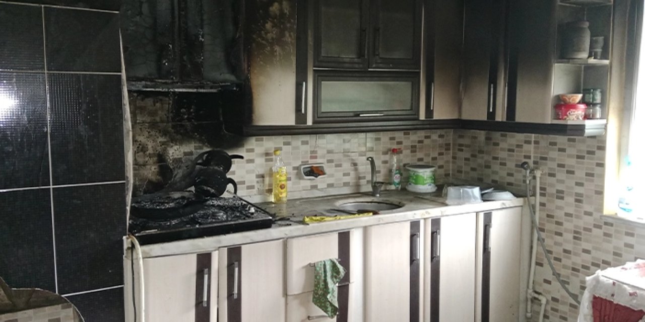 Ordu'da ocakta unutulan yemek yangına sebep oldu
