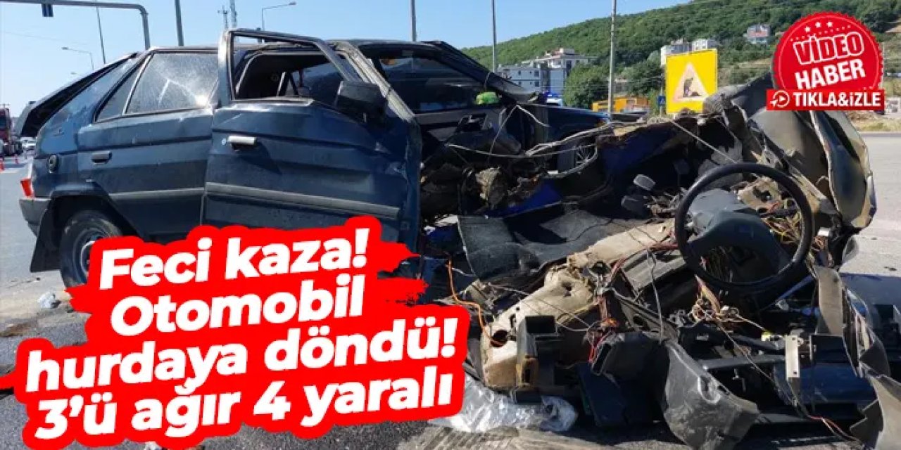 Samsun’da zincirleme kaza: Otomobil hurdaya döndü! 3’ü ağır 4 yaralı