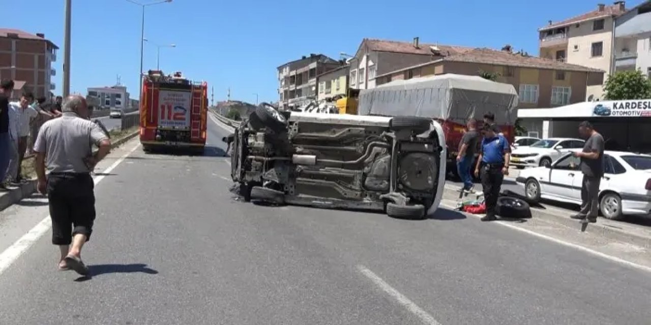 Samsun’da otomobil takla attı! 2 kişi yaralandı