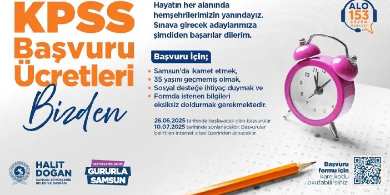 Samsun’da KPSS ücreti belediyeden!