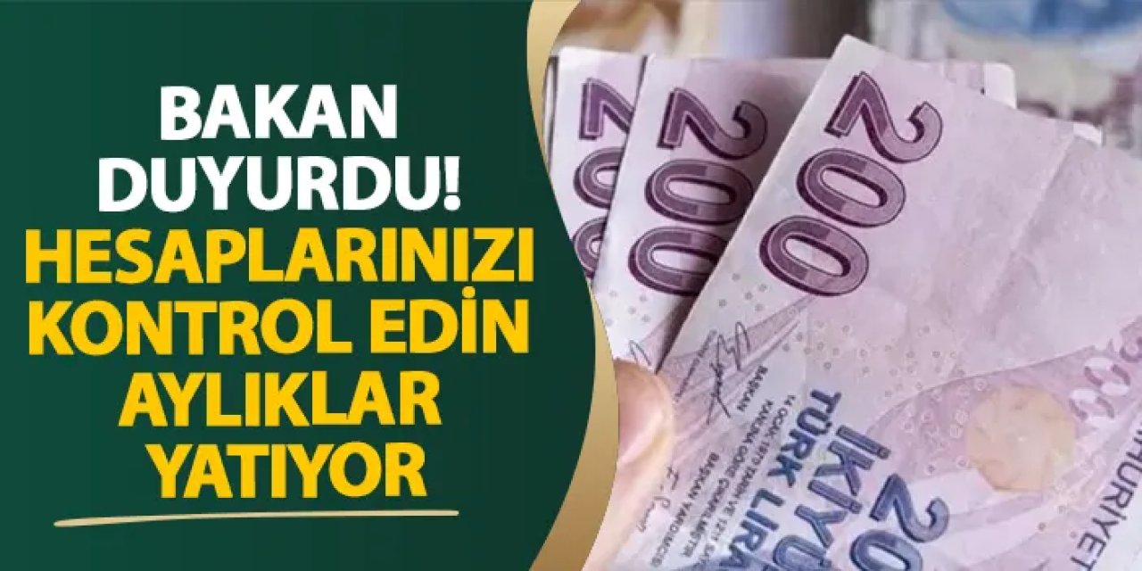 Bakan duyurdu! Hesaplarınızı kontrol edin aylıklar yatıyor