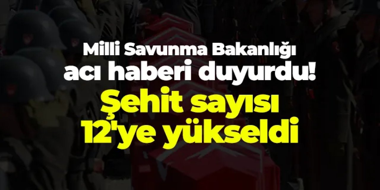 Milli Savunma Bakanlığı açıkladı: "Şehit sayısı 12'ye yükseldi"