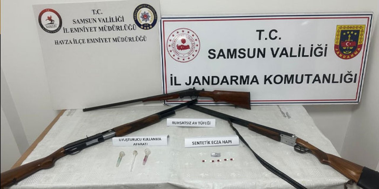 Samsun Havza'da uyuşturucu ve silah operasyonu!