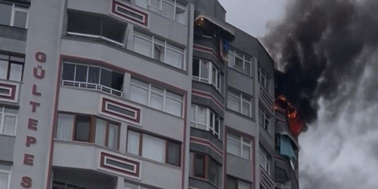 Samsun’da 9 katlı binanın en üst katında yangın paniği