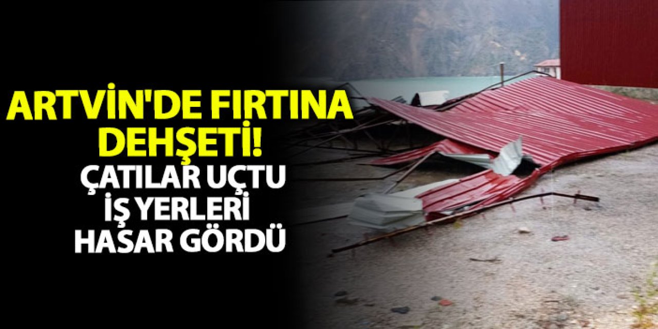 Artvin'de fırtına dehşeti! Çatılar uçtu, İş yerleri hasar gördü