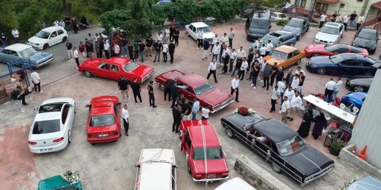 Trabzon'da düğünde nostalji konvoyu!